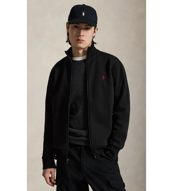 Polo Ralph Lauren para hombre. 710881509001 Chaqueta de chándal de punto doble negro (L), Casual, Algodón