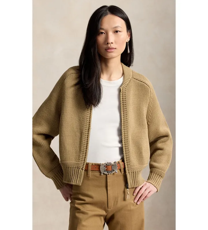 Polo Ralph Lauren para mujer. 211B17763001 Jersey de mezcla de algodón beige (L), Casual