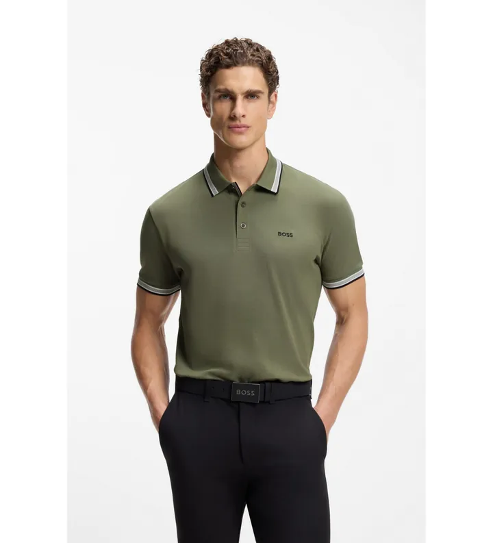 BOSS para hombre. 50469055 Polo Paddy verde (XXL), Casual, Algodón, Manga corta