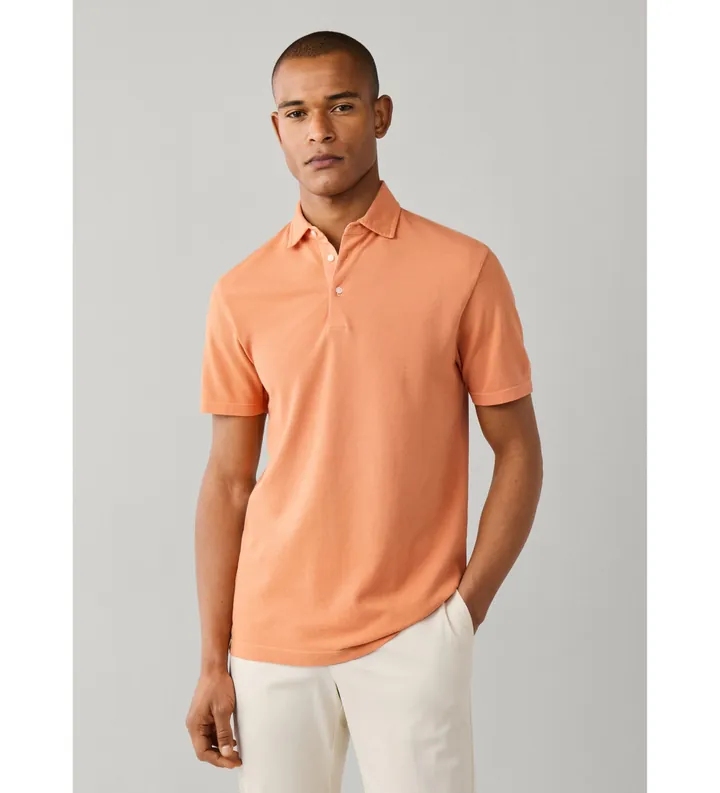 Hackett London para hombre. HM5600201 Polo Gmd Pique naranja (L), Casual, Algodón, Manga corta