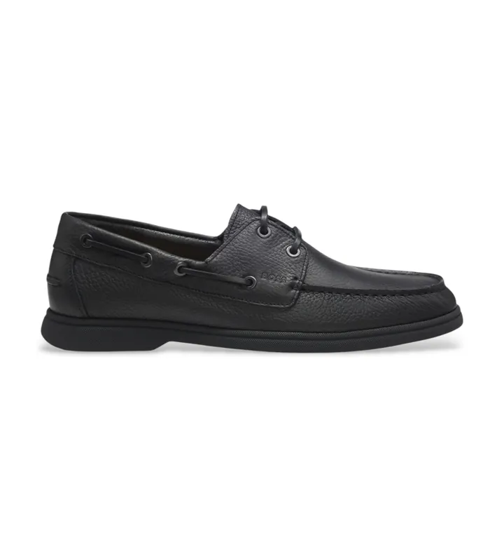 BOSS para hombre. 50570584 Zapatos de piel Sienne Boat negro (40), Plano, Cordones, Casual