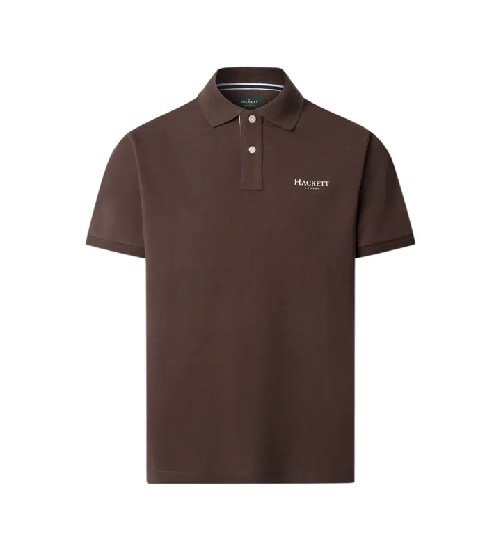 Hackett London para hombre. HM5600091 Polo Heritage Ess marrón (M), Casual, Algodón, Manga corta