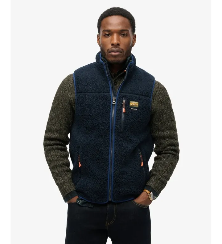 Superdry para hombre. M5012159A Chaleco polar Outdoor marino (L), Casual, Poliéster