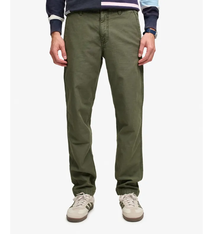 Superdry para hombre. M7011487A Pantalón Chino Tapered Washed verde (30/32), Casual, Algodón