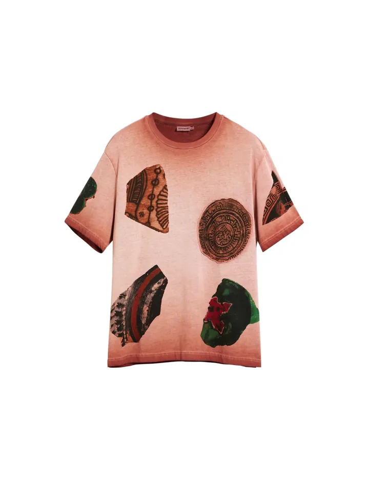 Desigual Camiseta marrón castaño / pino / albaricique / melocotón