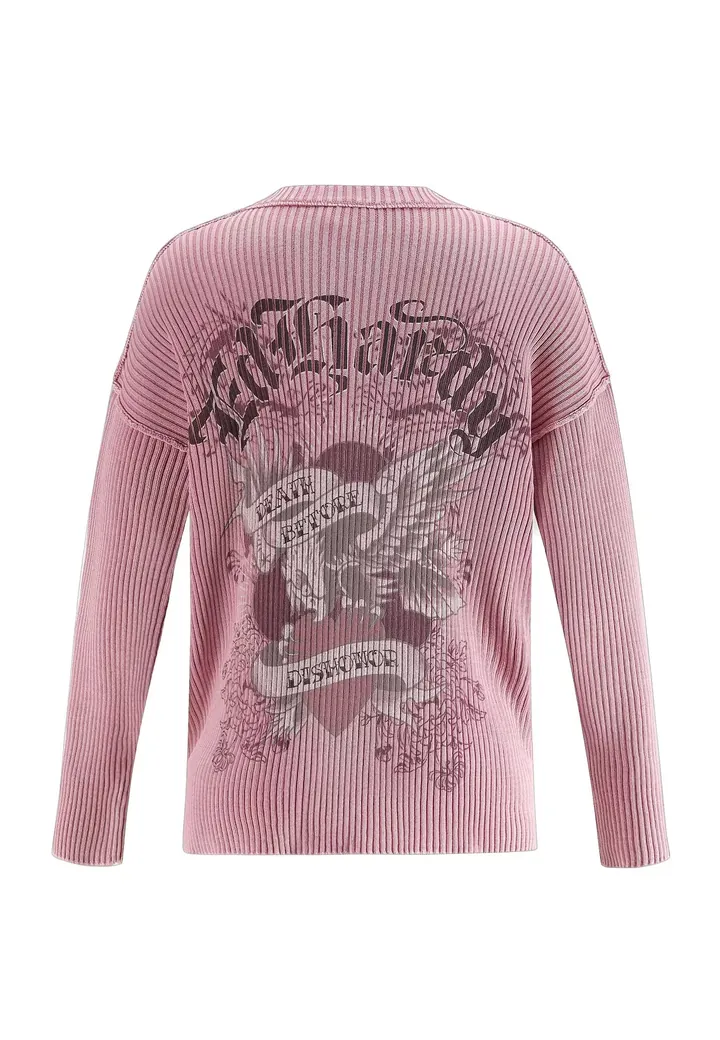 Ed Hardy Jersey 'Brave Heart Adler'  gris / azul violaceo / rosa