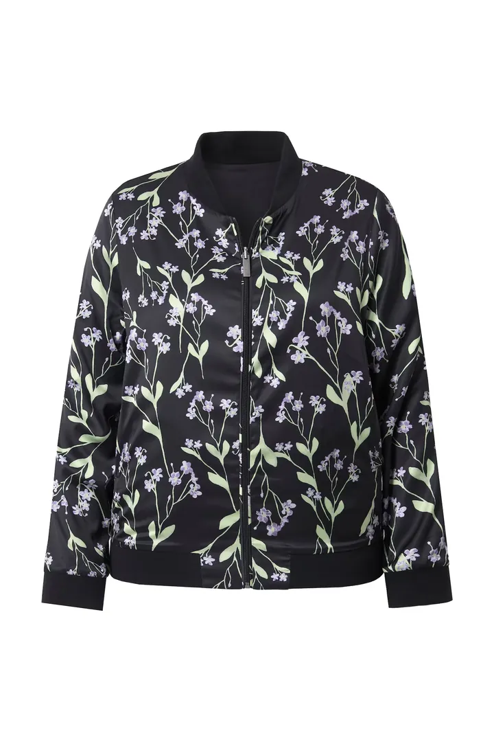 Ulla Popken Chaqueta de entretiempo verde claro / lavanda / negro