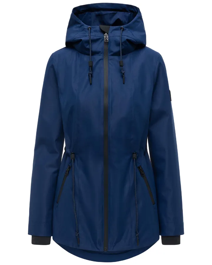 NAVAHOO Parca de entretiempo 'Blumentanz 14' azul oscuro / negro