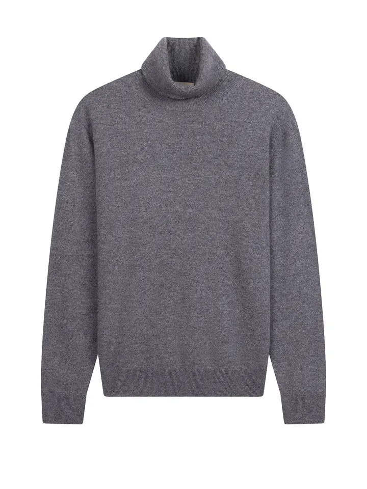 GOBI Cashmere Jersey 'Men's Essential Turtleneck Cashmere Sweater' gris denim