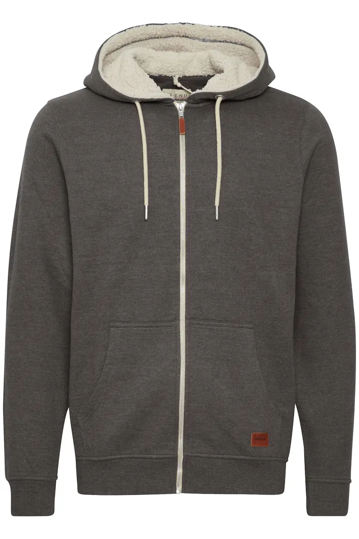 BLEND Sudadera con cremallera 'Hulker Teddy' beige / gris