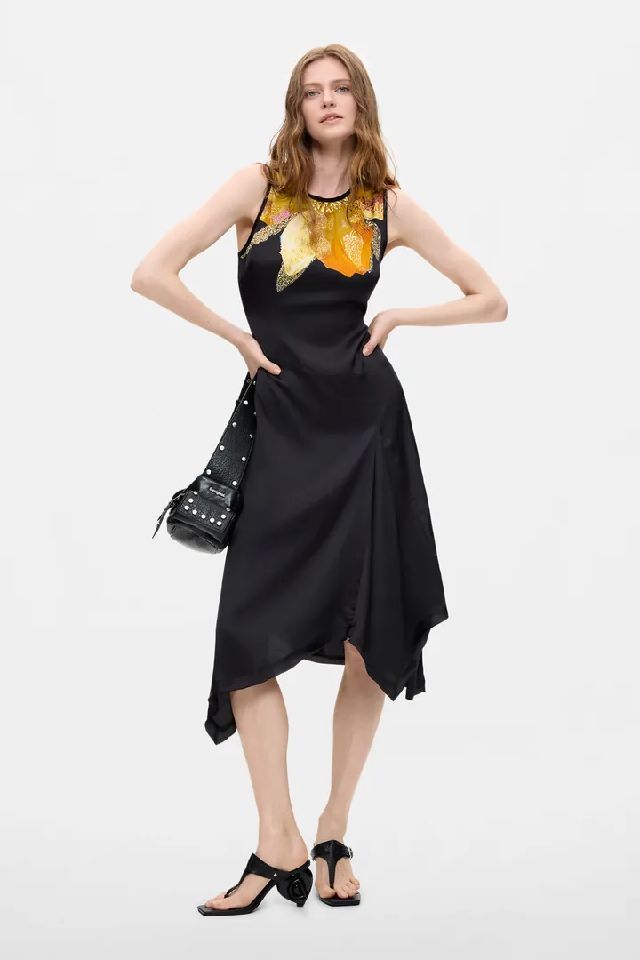 Desigual, Vestido Asimétrico Sin Mangas, Mujer, Viscosa, Negro, L