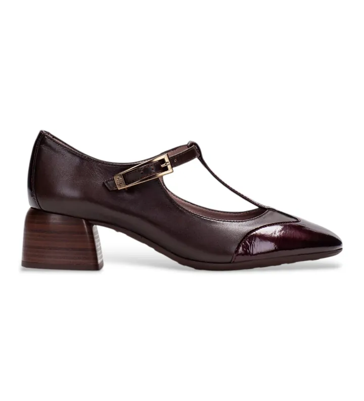 Hispanitas para mujer. BHI265094 Zapatos de Piel Varsovia burdeos (36), 1 a 3cm, Hebilla, Casual, Granate