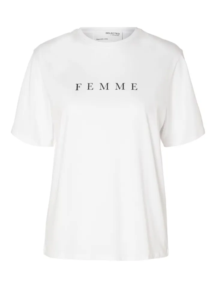 SELECTED Camiseta 'VILJA' negro / blanco
