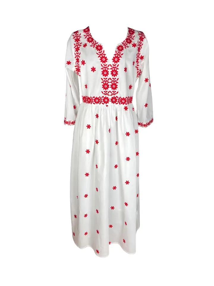 Rody’s forever Vestido 'Damenkleid S25 weiß/rot , marimea L' blanco