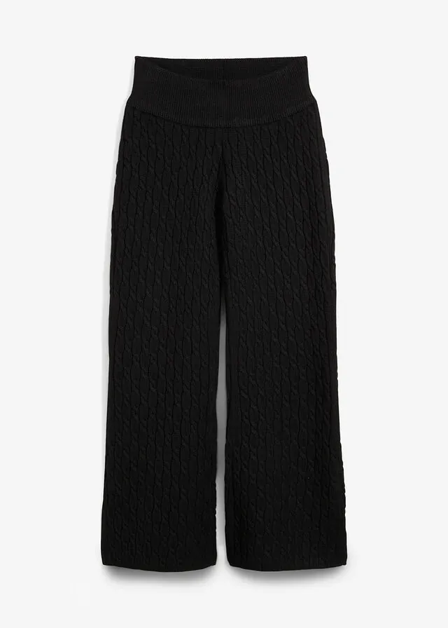 Pantalón de punto con patrón trenzado