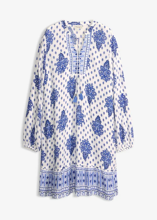 Vestido tipo túnica de viscosa estructurada