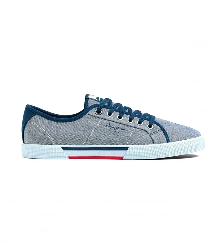 Pepe Jeans para hombre. PMS30817 Zapatillas Brady azul (45), Tela, Plano, Cordones, Casual