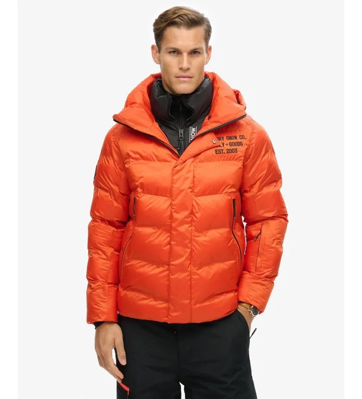 Superdry para hombre. MS110175A Abrigo Ski Sport Puffer naranja (M), Casual, Nylon reciclado