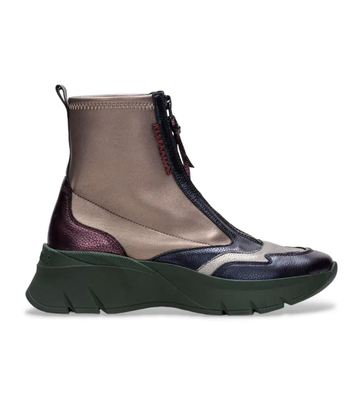 Hispanitas para mujer. CHI243628 Botines de piel deportivos bronce (37), 3 a 5cm, Cremallera, Casual