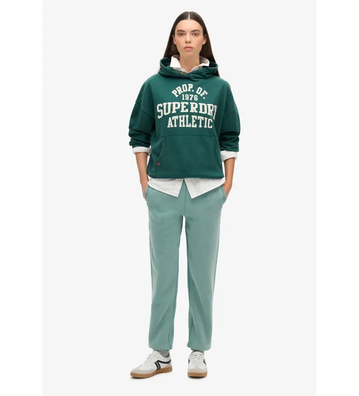 Superdry para mujer. W7011098A Pantalón Jogger de bajos elásticos con logotipo Essential azul (L), Casual, Algodón