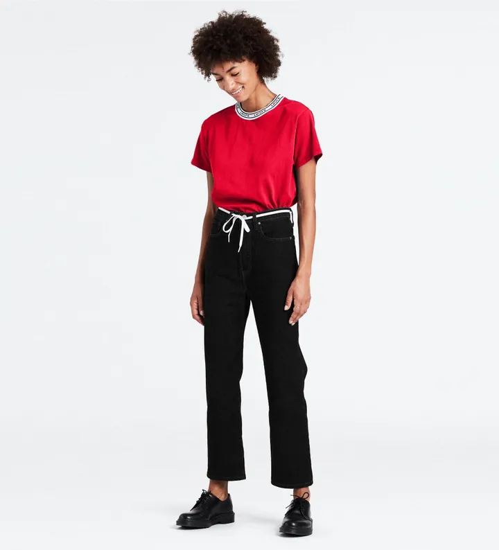 Levi's para mujer. 72693-0012 Jeans Tobilleros Ribcage Negro (25/31), Casual, Algodón