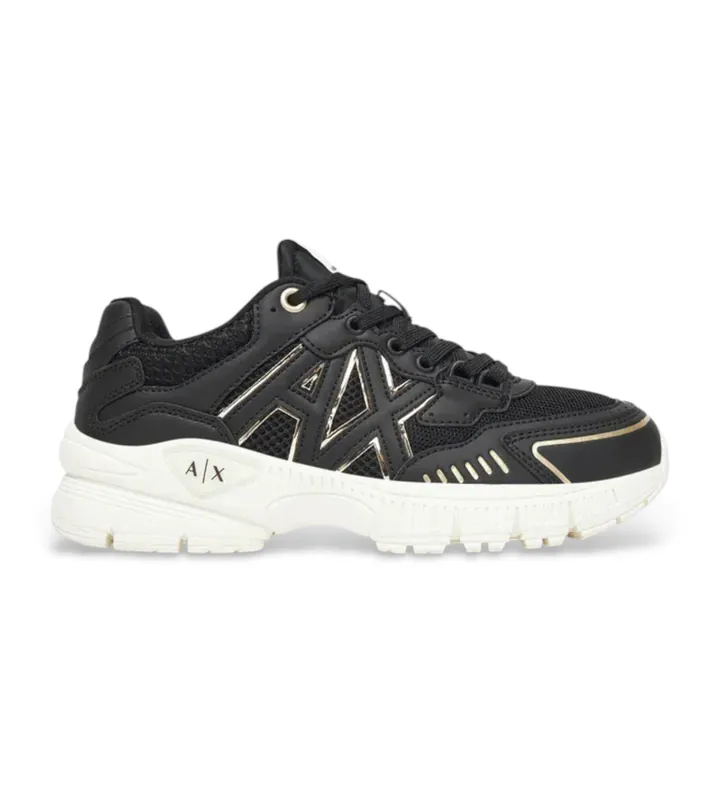 A|X Armani Exchange para mujer. XW002153AF19535MC077 Zapatillas logotipo negro (39), 3 a 5cm, Cordones, Casual