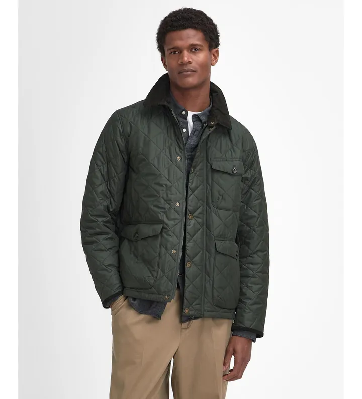 Barbour para hombre. MQU1808 Chaqueta Hornby verde (L), Casual, Poliéster