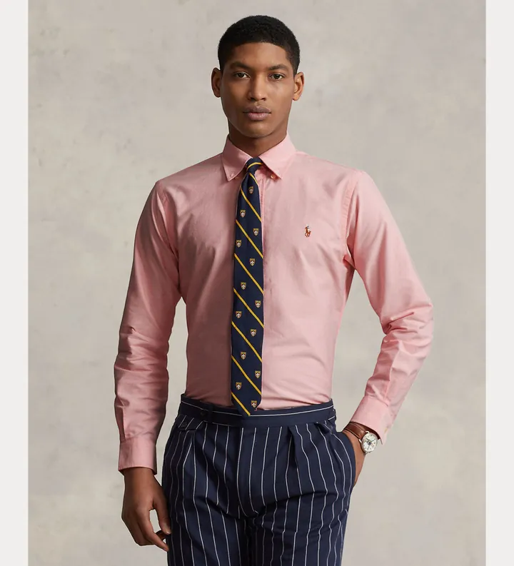 Polo Ralph Lauren para hombre. 710792041003 Camisa oxford Custom Fit rosa (L), Casual, Fiesta, Algodón, Clásico, Manga larga