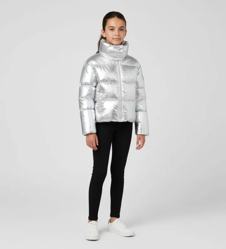 Save The Duck para mujer/niña. J32452G-ICED21 Chaqueta Dyla plata (10 Años), Casual, Sintético, Poliéster, Manga larga, moda infantil