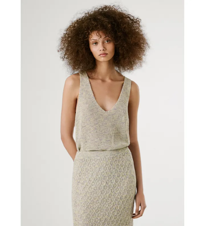 Pepe Jeans para mujer. PL702307 Top Claire blanco roto (L), Casual, Sintético, Sin mangas / Tirantes