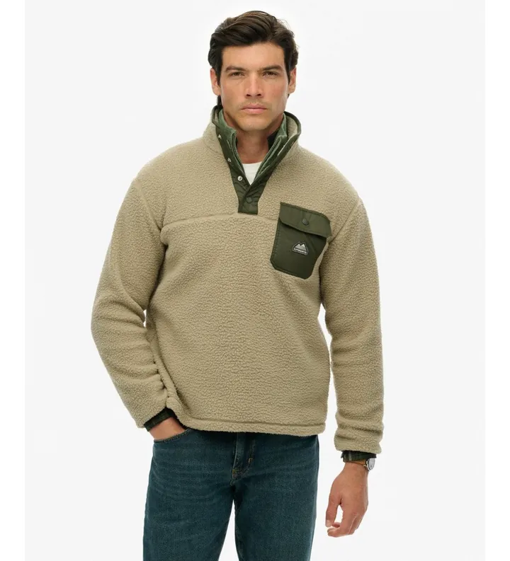 Superdry para hombre. M2014283A Polar Fuji Popper beige (L), Casual, Poliéster Reciclado, Sostenible