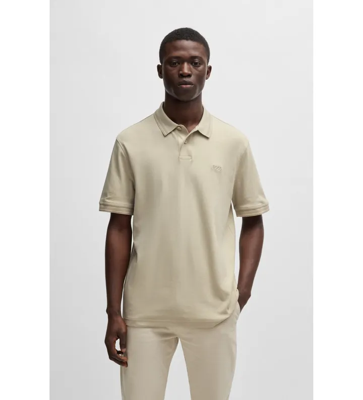 BOSS para hombre. 50520109 Polo Interlock beige (L), Casual, Algodón, Manga corta