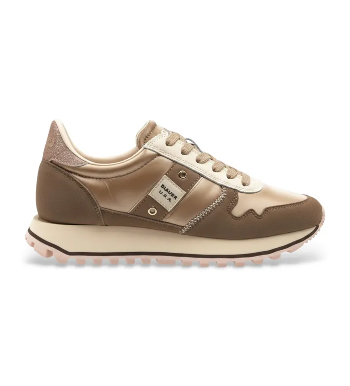 Blauer para mujer. S6MILLEN03 Zapatillas Millen 03 marrón, dorado (36), Piel, Plano, Cordones, Casual