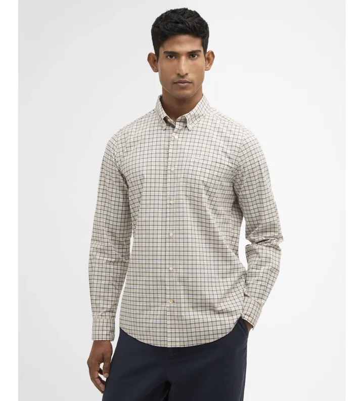 Barbour para hombre. MSH5023 Camisa Lomond verde (XXL), Casual, Algodón, Manga larga