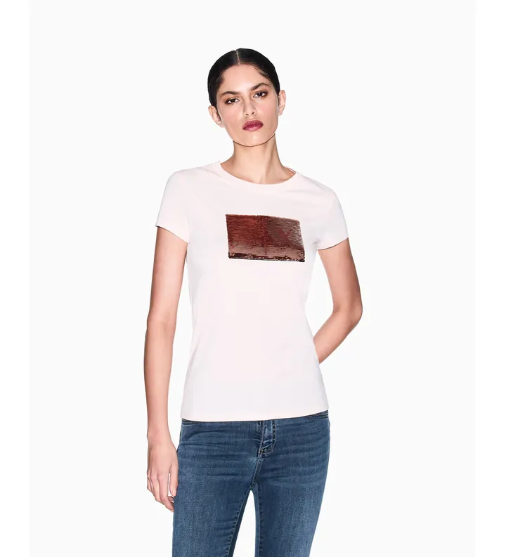 A|X Armani Exchange para mujer. 8NYTDLYJ73ZU4104 Camiseta Casual Premium rosa (L), Algodón, Manga corta