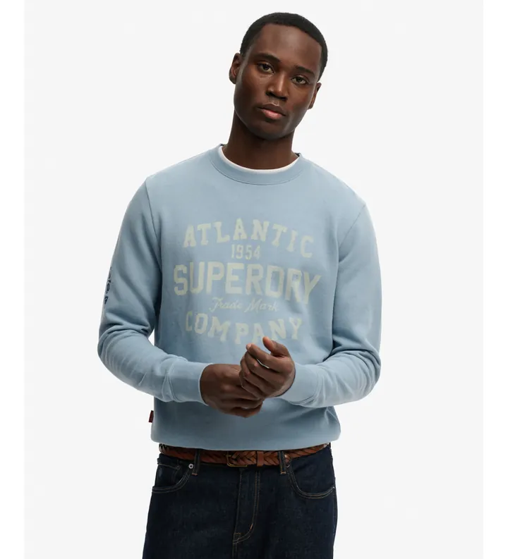 Superdry para hombre. M2014476A Sudadera Coastal Relaxed azul (L), Casual, Algodón