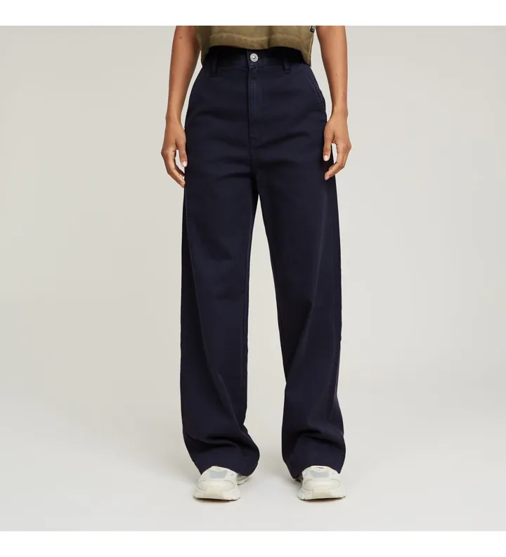 G-Star para mujer. D26432-E020-H193 Pantalón Deck 2.0 High Loose Chino marino (30/34), Casual, Algodón
