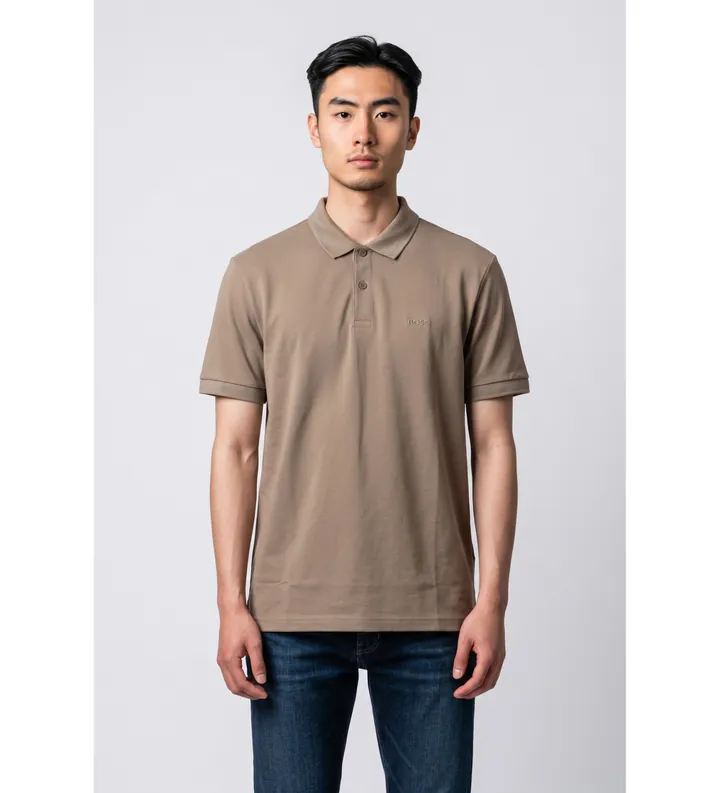 BOSS para hombre. 50554574 Polo Pio 1 marrón verdoso (L), Casual, Algodón, Manga corta