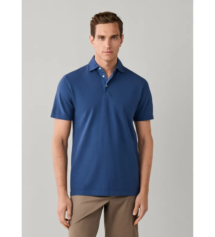 Hackett London para hombre. HM5600201 Polo Gmd Pique azul (L), Casual, Algodón, Manga corta