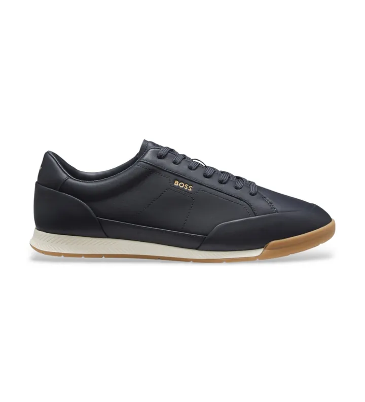 BOSS para hombre. 50568493 Zapatillas de piel Nitan Lowp marino (39), Plano, Cordones, Casual