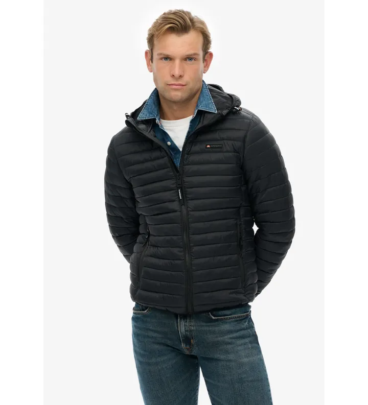 Superdry para hombre. M5012286A Chaqueta Hooded Fuji Lite negro (XL), Casual, Nylon