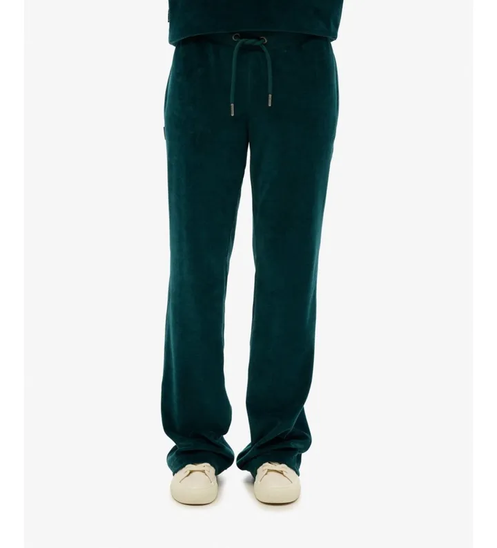 Superdry para mujer. W7011203A Pantalón Jogger Velour Wide Leg verde (L), Casual, Algodón