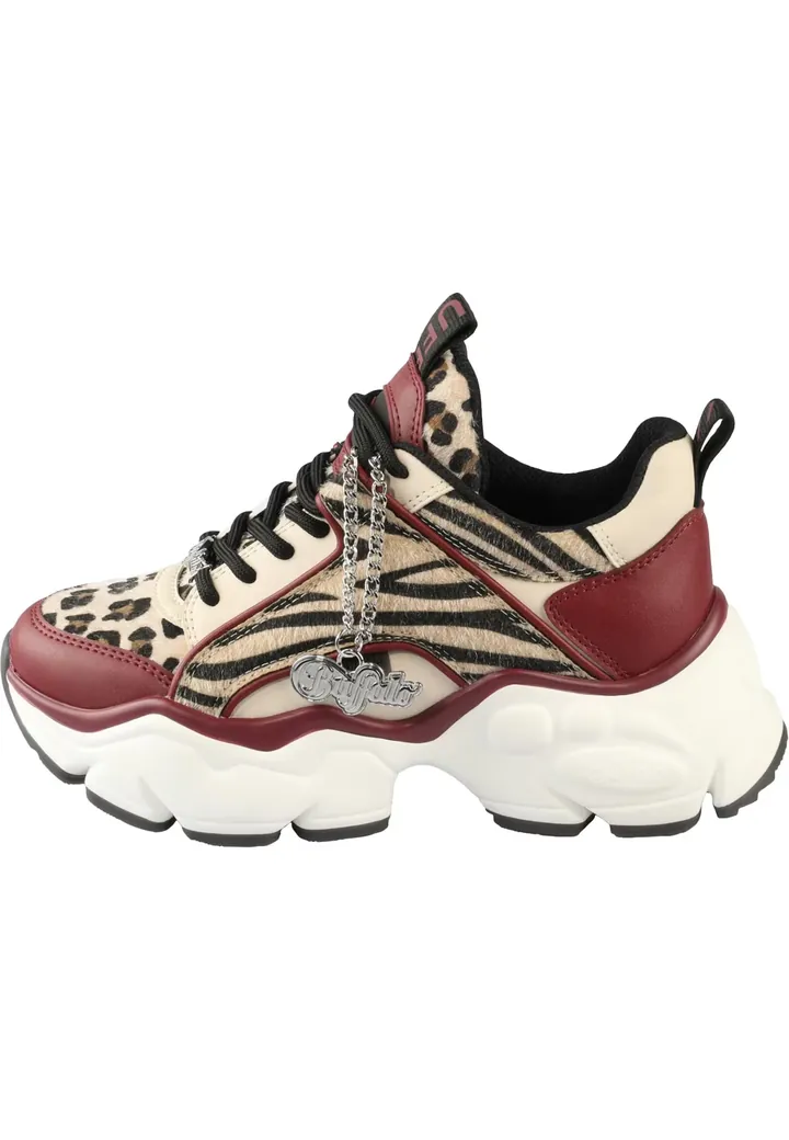 BUFFALO Zapatillas deportivas bajas beige claro / marrón claro / rojo carmesí / negro
