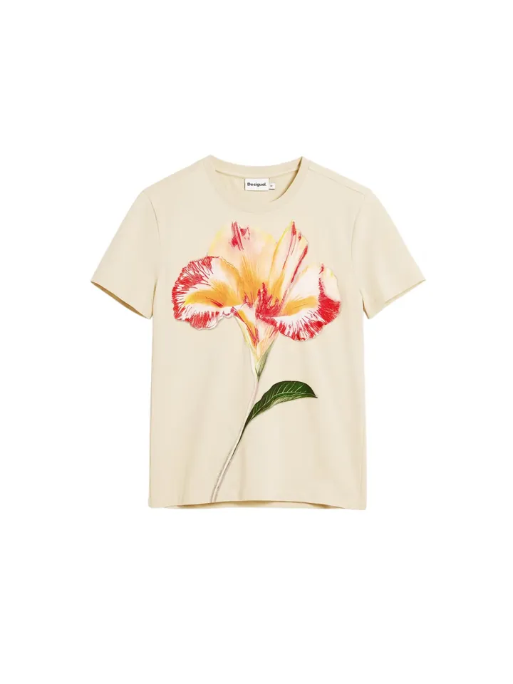 Desigual Camiseta amarillo oscuro / rojo / blanco lana
