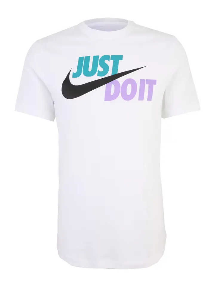 Nike Sportswear Camiseta 'Swoosh' azul cian / lavanda / negro / blanco
