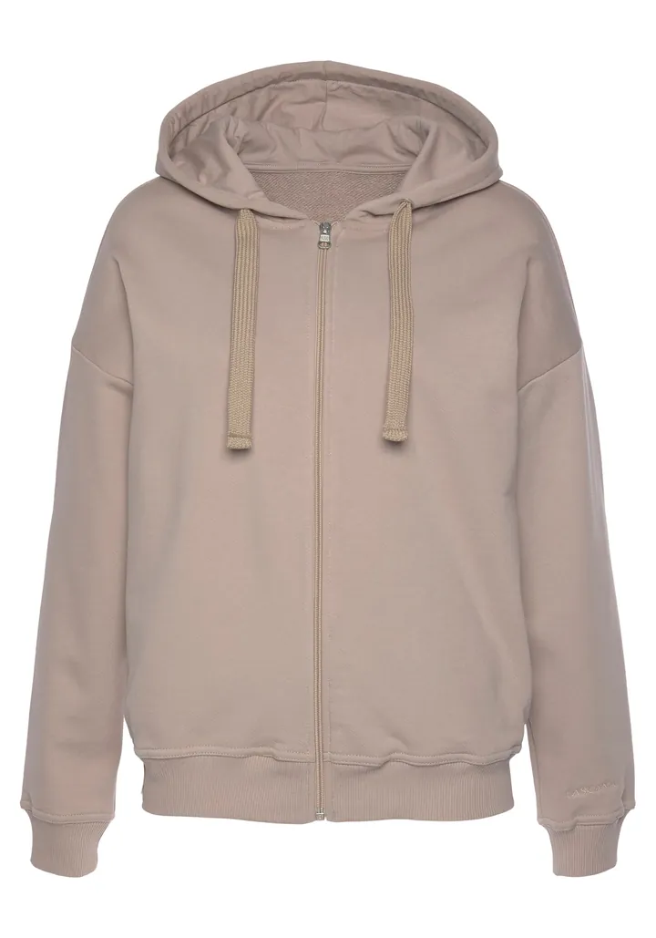 LASCANA Sudadera con cremallera marrón claro