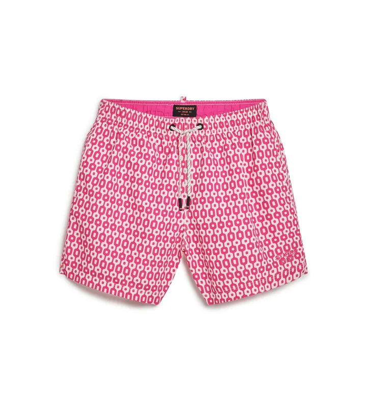 Superdry para hombre. M3010231A Bañador estampado confeccionado en material reciclado rosa (M), Beachwear, Sostenible, Poliéster reciclado