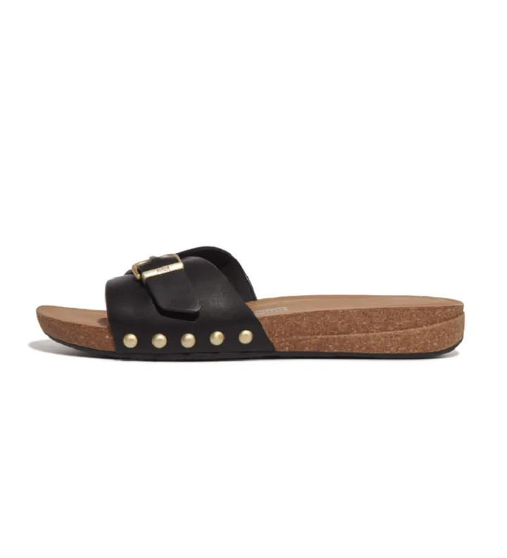 Fitflop para mujer. HF1-001 Sandalias de piel iQushion negro (36), Ecopiel, 1 a 3cm, Casual