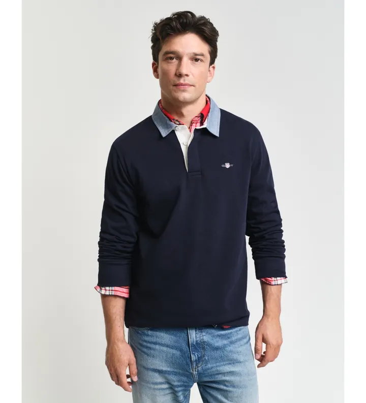 Gant para hombre. 2004082 Polo Heavy De Cambray marino (3XL), Casual, Algodón, Manga larga