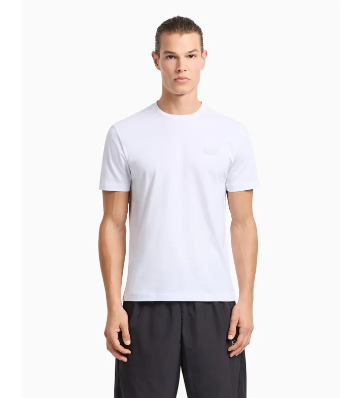EA7 para hombre. 8NPT25_PJVPZ Camiseta Logo blanco (L), Casual, Algodón, Manga corta